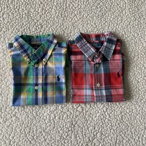 Ralph Lauren baby boy plaid cotton poplin shirts